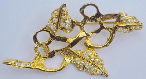 Joan Rivers Diamante Flower Brooch and Earrings circa 1980s